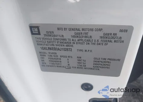 2010 GMC Acadia Sl z USA, uszkodzony, nr VIN 1GKLRKED3AJ102872